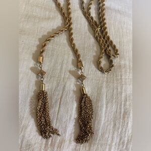 Vintage Open End Rope Chain 50” Long with‎ Metal Tassels